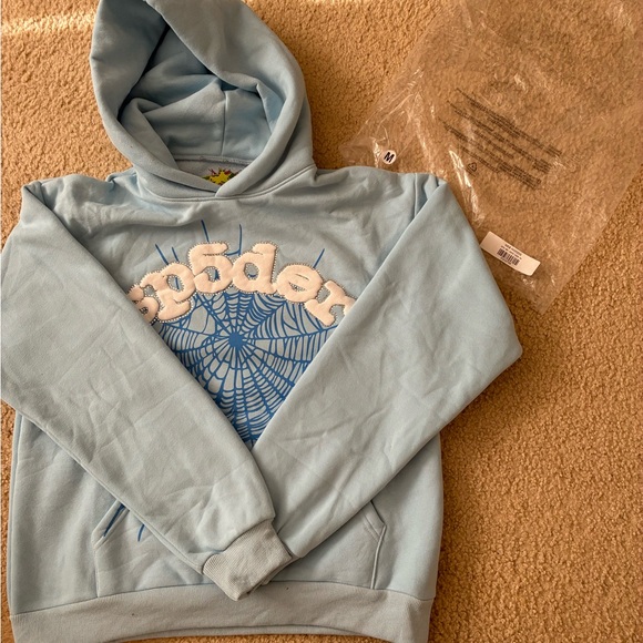 Spider hoodie sky blue rhineston